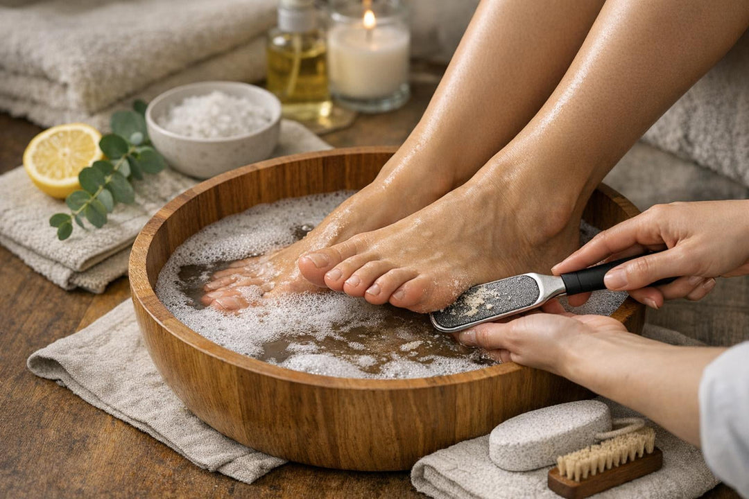 Baño de pies para eliminar la piel muerta