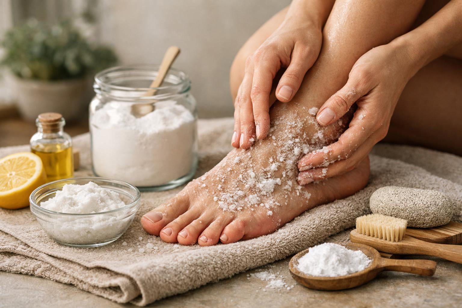 Exfoliante casero para pies con bicarbonato de sodio 
